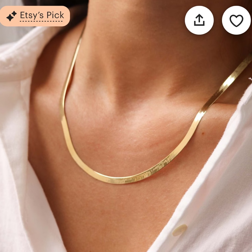 14K 100% solid gold herringbone chain